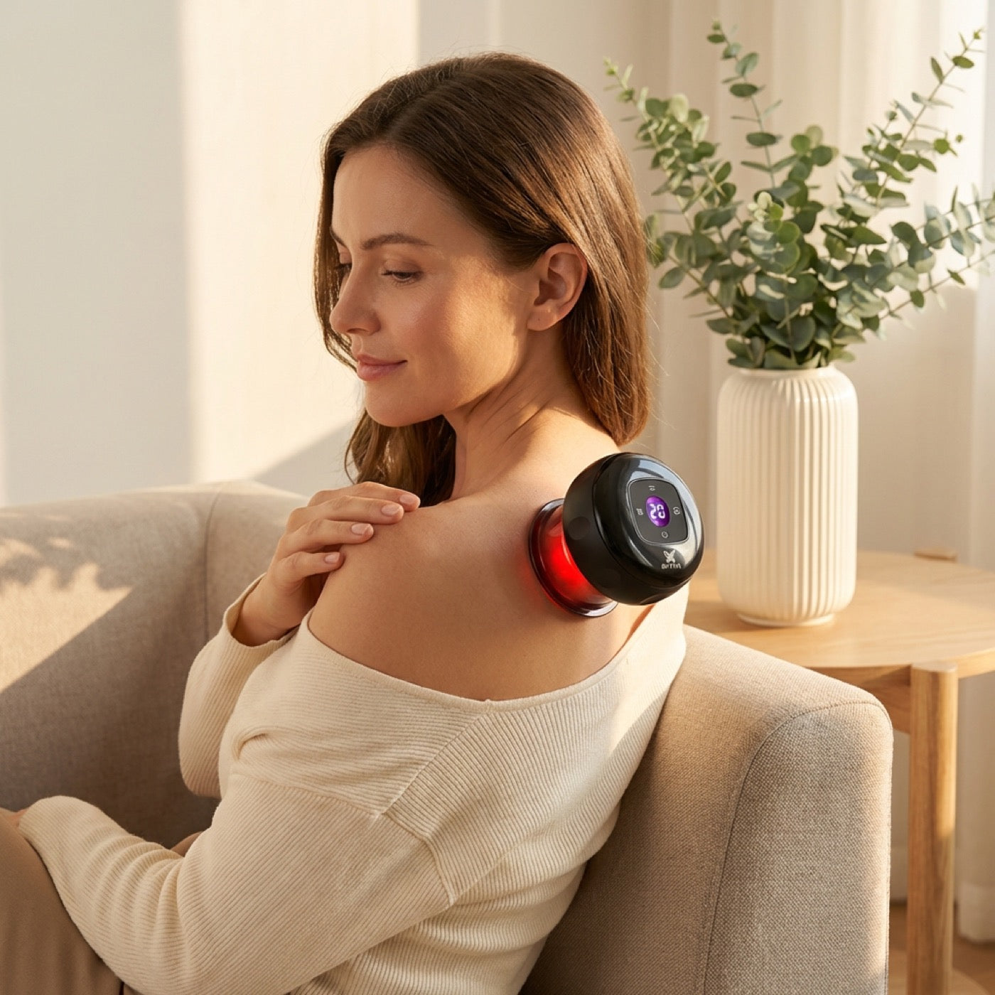 Gentle suction on the shoulder